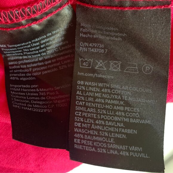 NWT H&M PINK LINEN POPOVER SHIRT - SIZE S - Picture 11 of 11